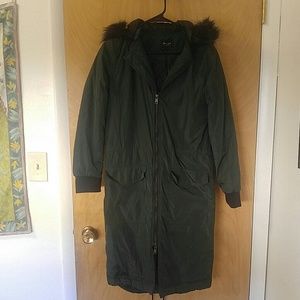 Long green parka